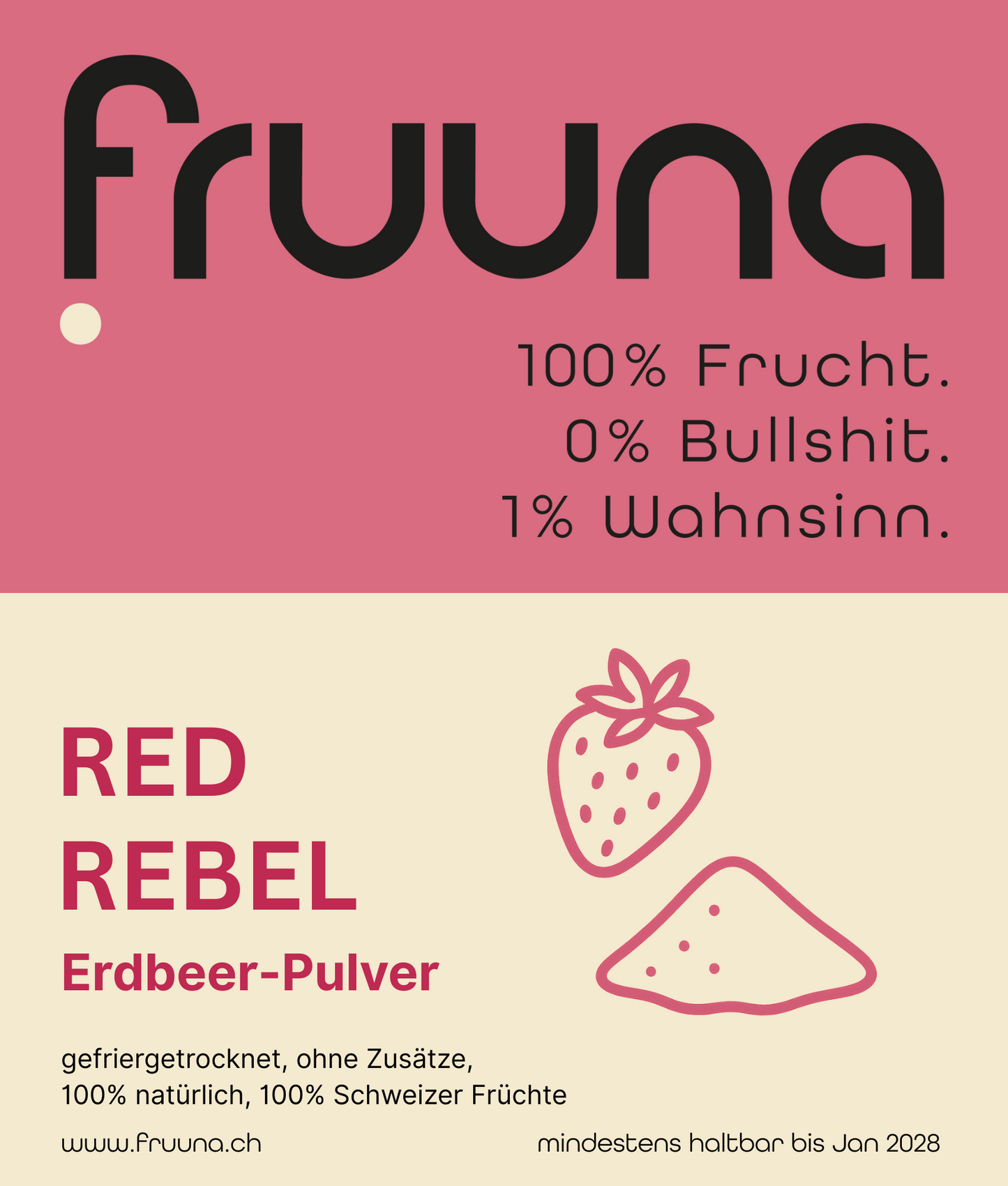 Die roten Rebellen in Pulverform - gefriergetrocknete, Schweizer-Erdbeeren, 200g