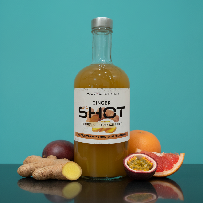 Ginger Shot mit Grapefruit und Passionsfrucht, 0.5l