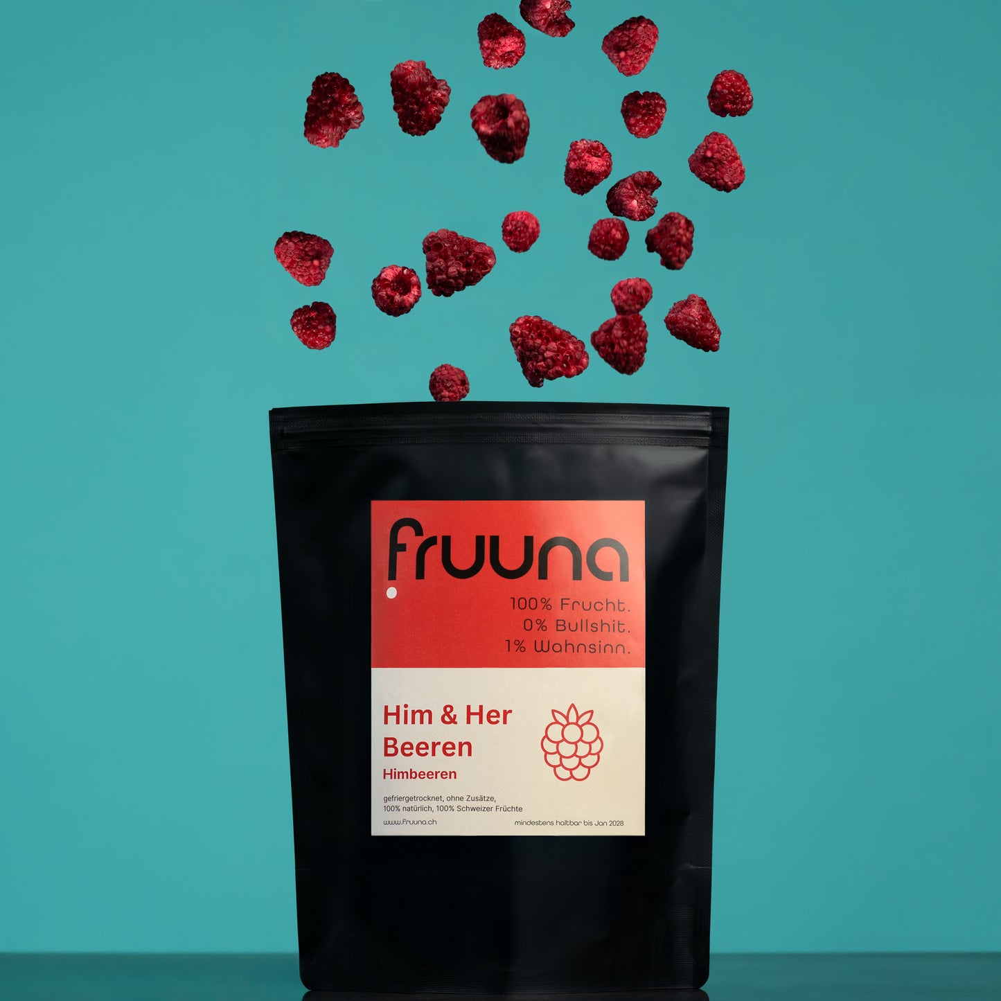 Him- & Her-Beeren: gefriergetrocknete Schweizer Himbeeren, 60g