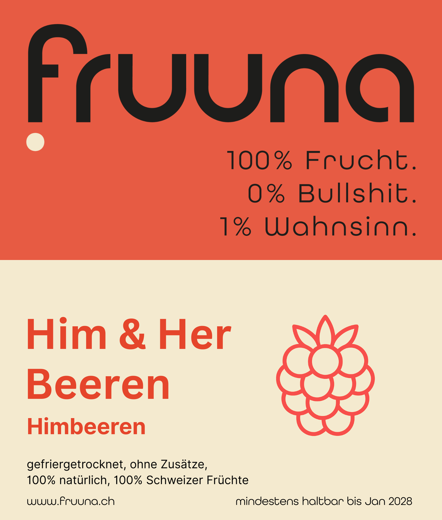 Die Him- & Her-Beeren - gefriergetrocknete, Schweizer-Himbeeren, 60g