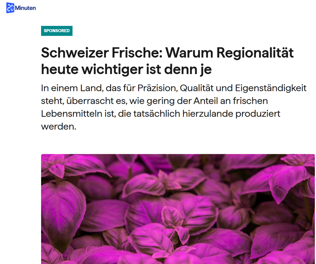 Beitrag auf 20minuten online - Schweizer Frische: Warum Regionalität heute wichtiger ist denn je