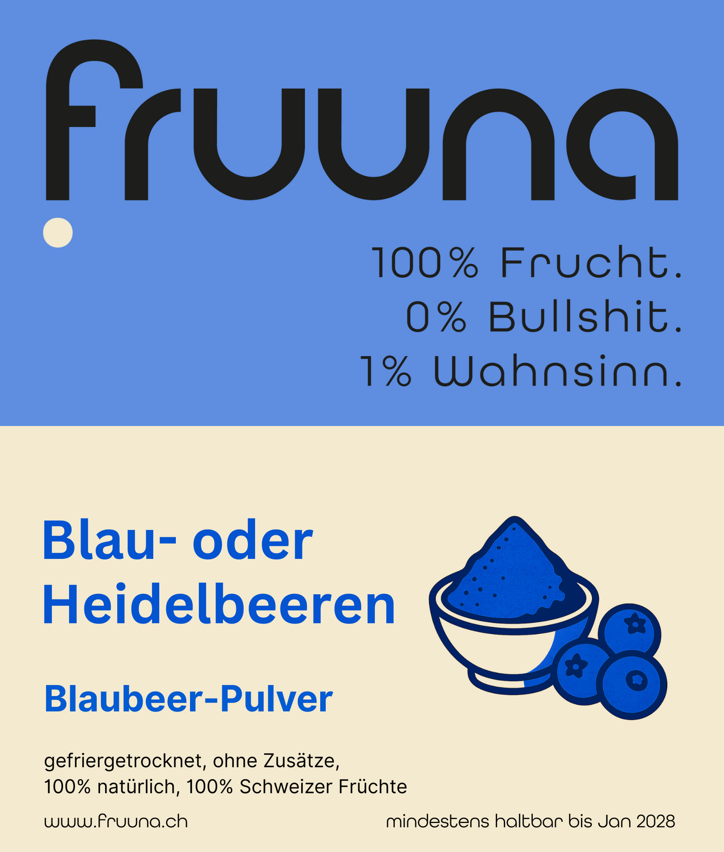 Blaue-Power - gefriergetrocknete Schweizer Blau- oder Heidelbeeren - in Pulverform, 180g