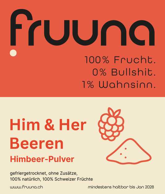 Die Him- & Her-Beeren in Pulverform - gefriergetrocknete, Schweizer-Himbeeren, 190g