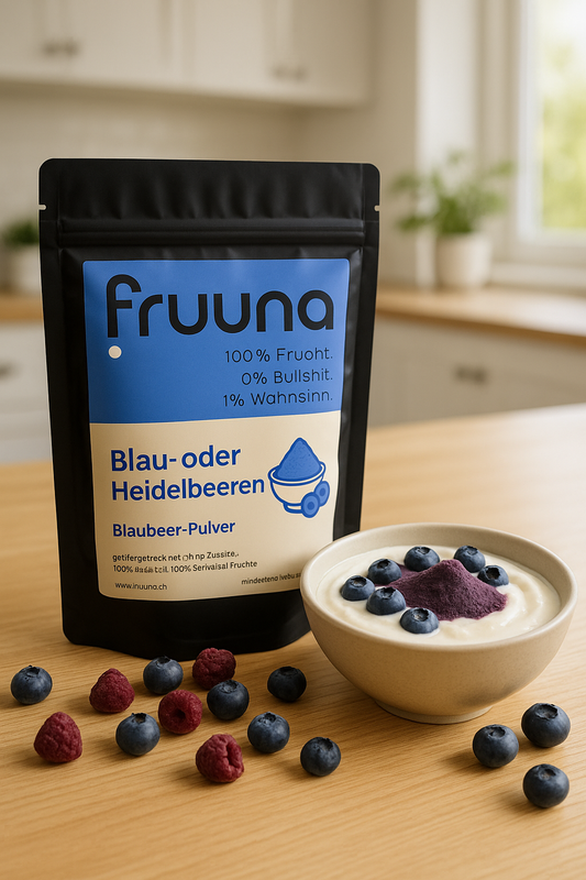 Blaue Power: gefriergetrocknete Schweizer Blau- oder Heidelbeeren als Pulver, 180g
